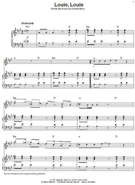 open zoom image for Louie, Louie - Piano Vocal, New, Main
