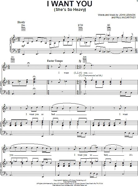 open zoom image for I Want You (She's So Heavy) - Piano/Vocal/Guitar, New, Main