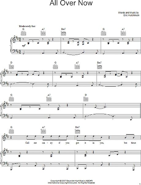 open zoom image for All Over Now - Piano/Vocal/Guitar, New, Main