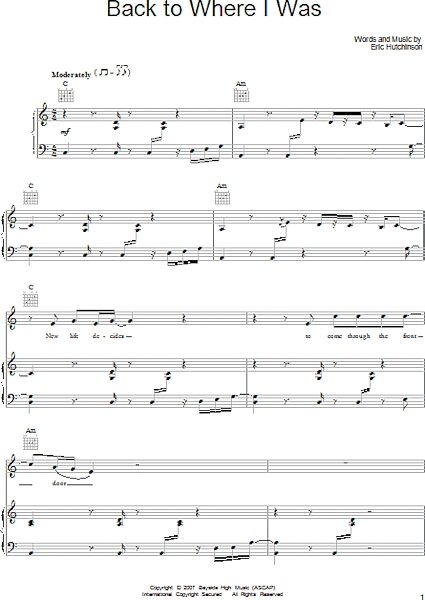 open zoom image for Back To Where I Was - Piano/Vocal/Guitar, New, Main