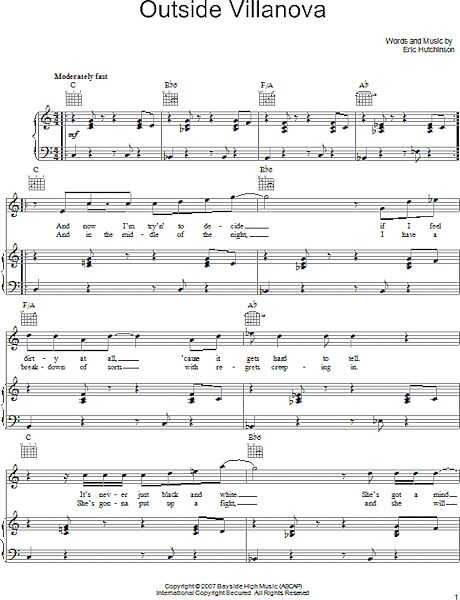 open zoom image for Outside Villanova - Piano/Vocal/Guitar, New, Main