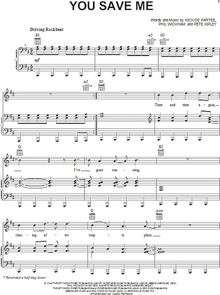 open zoom image for You Save Me - Piano/Vocal/Guitar, New, Main