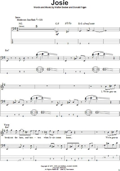 open zoom image for Josie - Bass Tab, New, Main