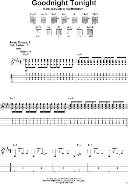open zoom image for Goodnight Tonight - Easy Guitar with TAB, New, Main