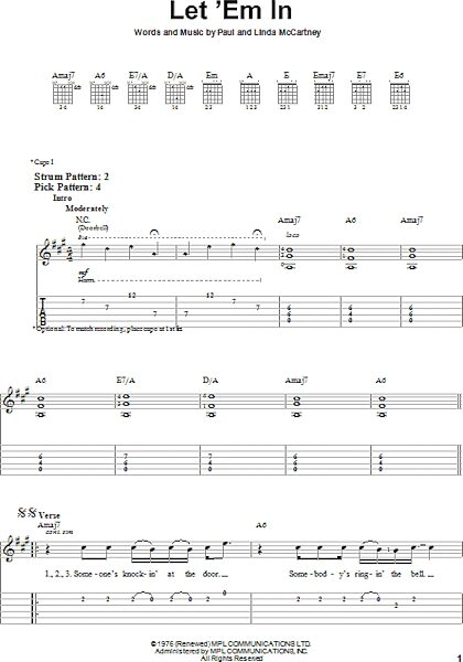 open zoom image for Let 'Em In - Easy Guitar with TAB, New, Main