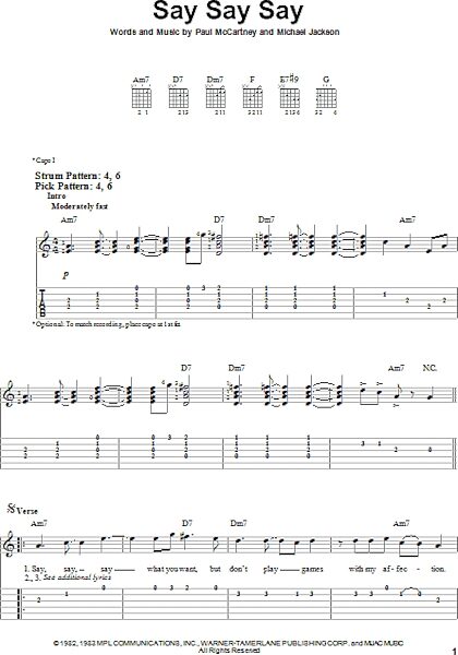 open zoom image for Say Say Say - Easy Guitar with TAB, New, Main