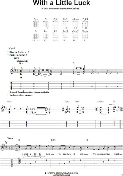 open zoom image for With A Little Luck - Easy Guitar with TAB, New, Main
