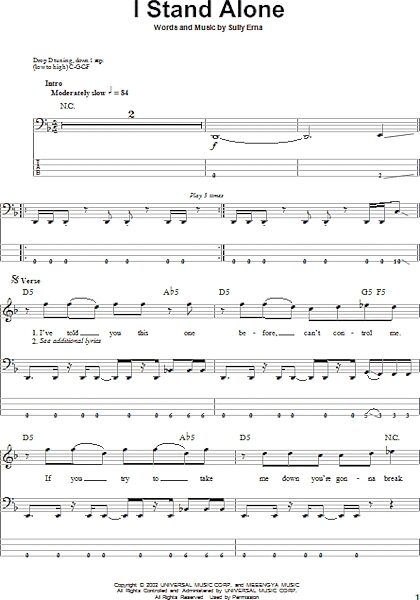 open zoom image for I Stand Alone - Bass Tab, New, Main