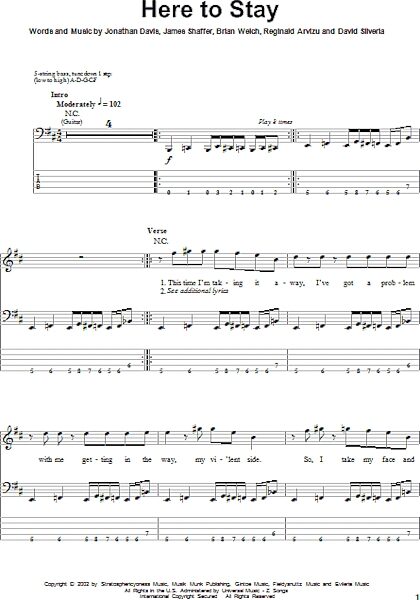 open zoom image for Here To Stay - Bass Tab, New, Main