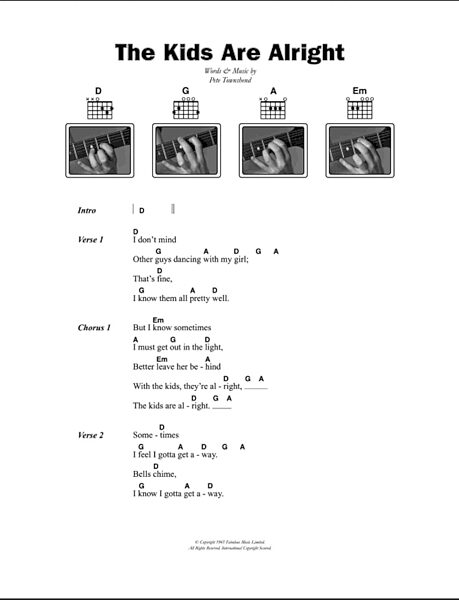 open zoom image for The Kids Are Alright - Guitar Chords/Lyrics, New, Main