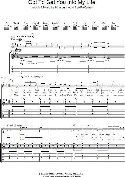 open zoom image for Got To Get You Into My Life - Guitar TAB, New, Main