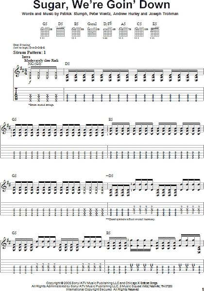 open zoom image for Sugar, We're Goin' Down - Easy Guitar with TAB, New, Main