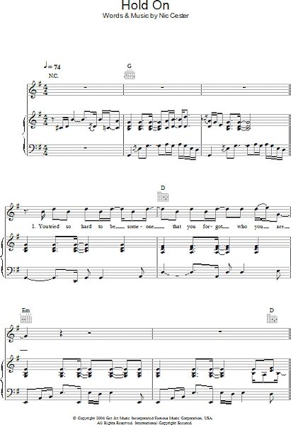 open zoom image for Hold On - Piano/Vocal/Guitar, New, Main