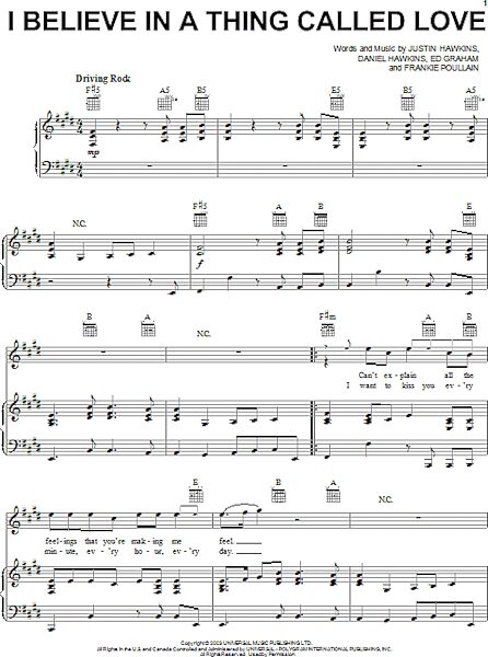 open zoom image for I Believe In A Thing Called Love - Piano/Vocal/Guitar, New, Main
