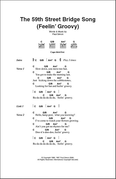 open zoom image for The 59th Street Bridge Song (Feelin' Groovy) - Guitar Chords/Lyrics, New, Main