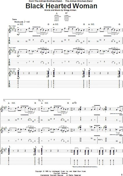 open zoom image for Black Hearted Woman - Guitar TAB, New, Main