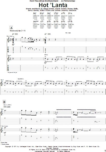 open zoom image for Hot 'Lanta - Guitar TAB, New, Main