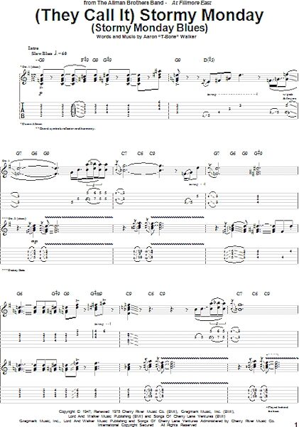 open zoom image for (They Call It) Stormy Monday (Stormy Monday Blues) - Guitar TAB, New, Main