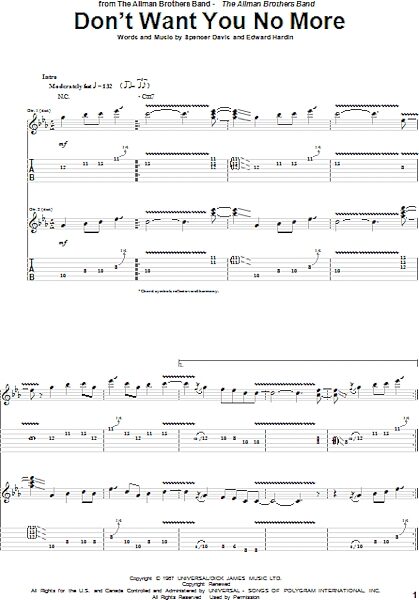 open zoom image for Don't Want You No More - Guitar TAB, New, Main