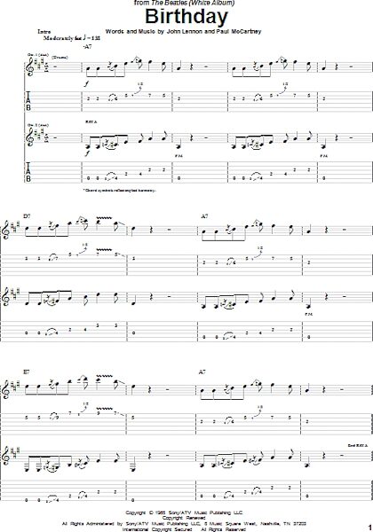 open zoom image for Birthday - Guitar TAB, New, Main