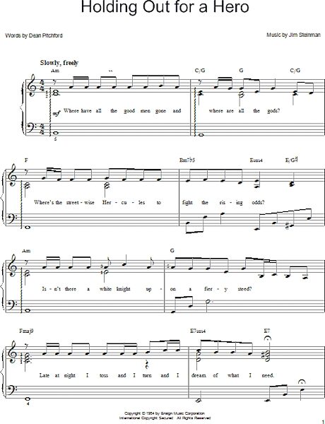 open zoom image for Holding Out For A Hero - Easy Piano, New, Main