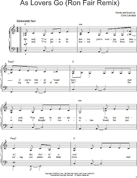open zoom image for As Lovers Go - Easy Piano, New, Main
