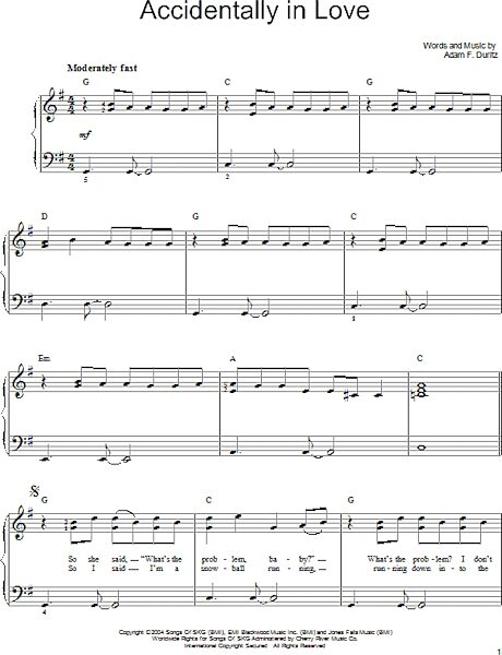 open zoom image for Accidentally In Love - Easy Piano, New, Main