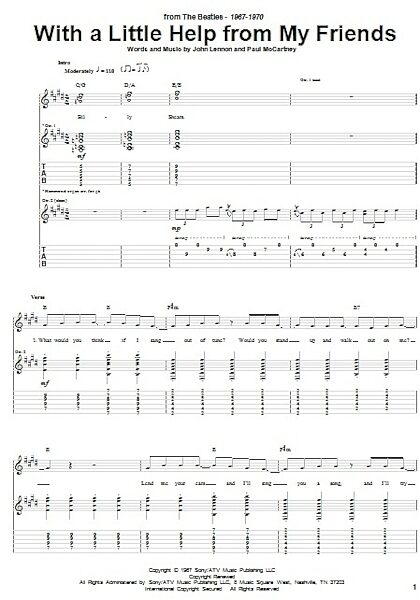 open zoom image for With A Little Help From My Friends - Guitar TAB, New, Main