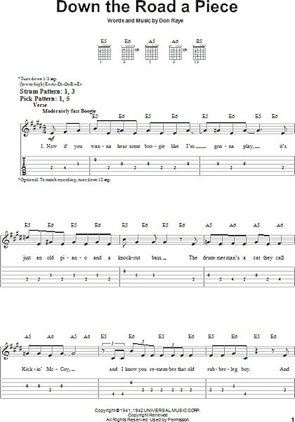 open zoom image for Down The Road A Piece - Easy Guitar with TAB, New, Main