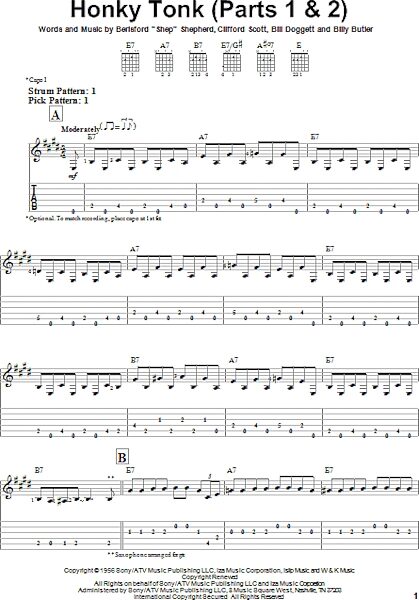 open zoom image for Honky Tonk (Parts 1 & 2) - Easy Guitar with TAB, New, Main