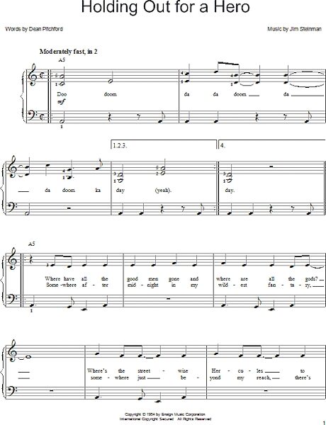 open zoom image for Holding Out For A Hero - Easy Piano, New, Main