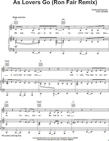 open zoom image for As Lovers Go - Piano/Vocal/Guitar, New, Main