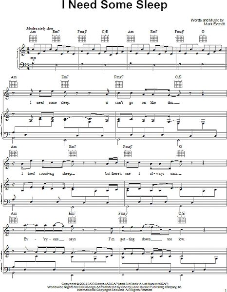 open zoom image for I Need Some Sleep - Piano/Vocal/Guitar, New, Main