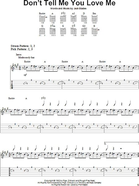 open zoom image for Don't Tell Me You Love Me - Easy Guitar with TAB, New, Main