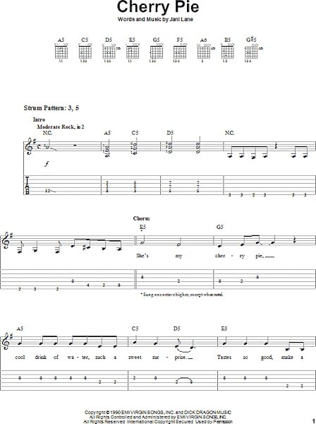 open zoom image for Cherry Pie - Easy Guitar with TAB, New, Main