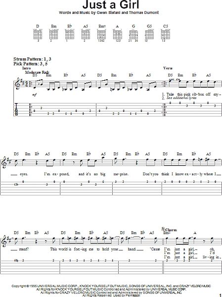 open zoom image for Just A Girl - Easy Guitar with TAB, New, Main