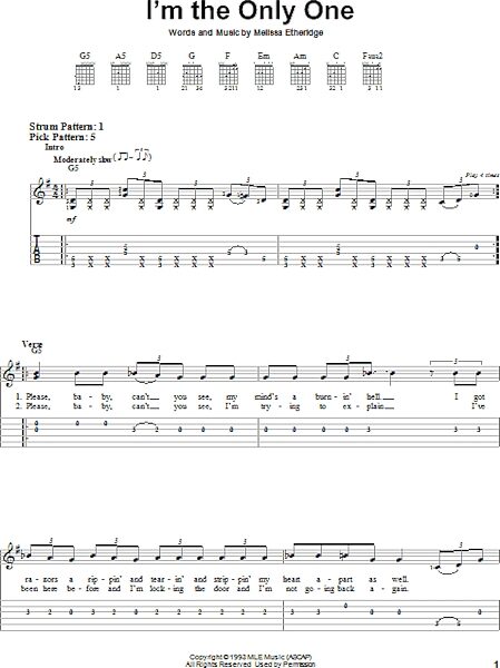 open zoom image for I'm The Only One - Easy Guitar with TAB, New, Main