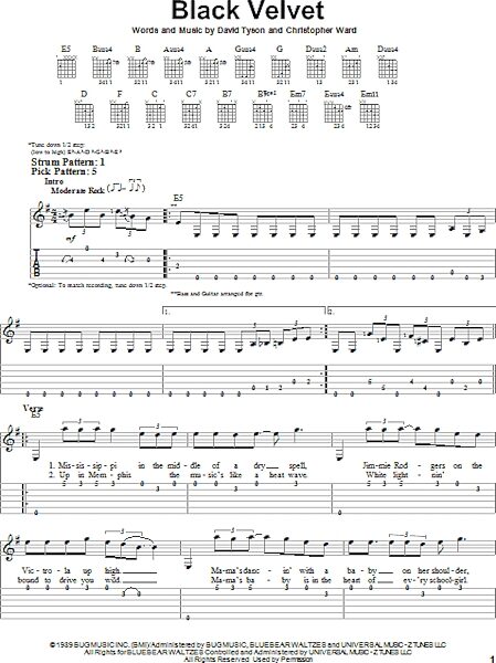 open zoom image for Black Velvet - Easy Guitar with TAB, New, Main