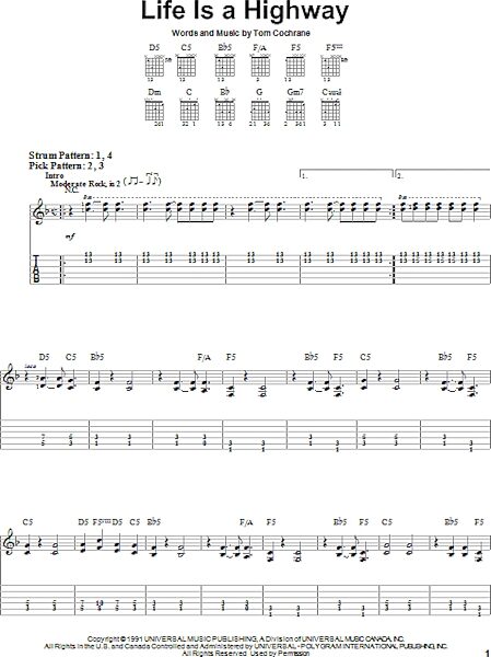 open zoom image for Life Is A Highway - Easy Guitar with TAB, New, Main