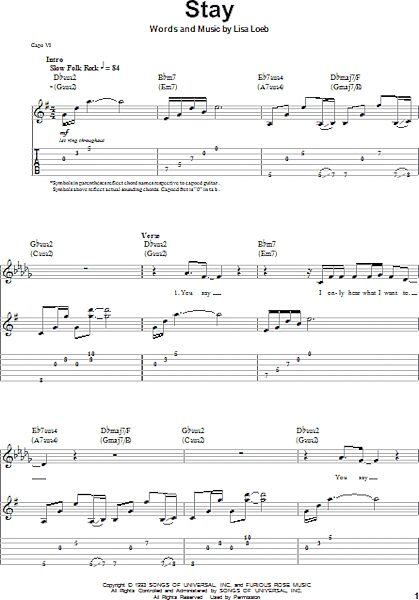 open zoom image for Stay - Guitar Tab Play-Along, New, Main