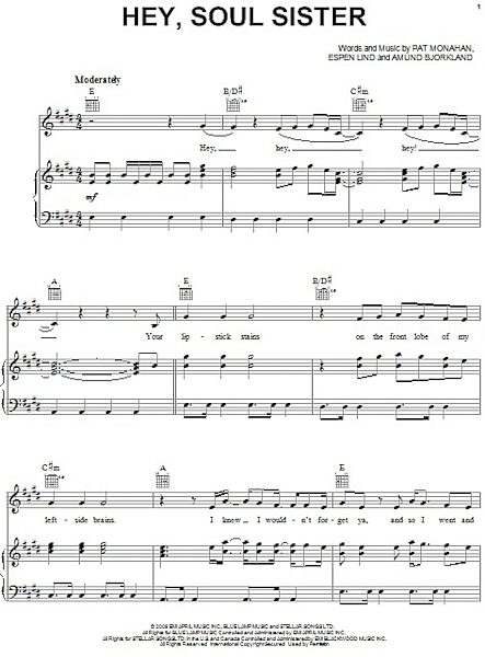 open zoom image for Hey, Soul Sister - Piano/Vocal/Guitar, New, Main