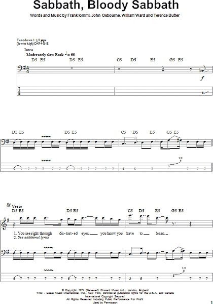 open zoom image for Sabbath, Bloody Sabbath - Bass Tab, New, Main
