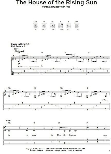 open zoom image for The House Of The Rising Sun - Easy Guitar with TAB, New, Main