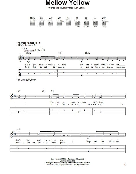open zoom image for Mellow Yellow - Easy Guitar with TAB, New, Main