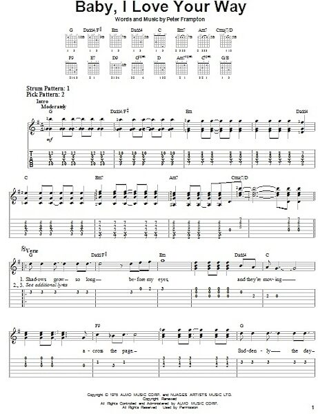 open zoom image for Baby, I Love Your Way - Easy Guitar with TAB, New, Main