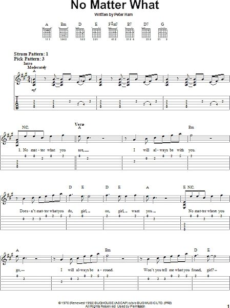 open zoom image for No Matter What - Easy Guitar with TAB, New, Main