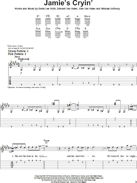 open zoom image for Jamie's Cryin' - Easy Guitar with TAB, New, Main