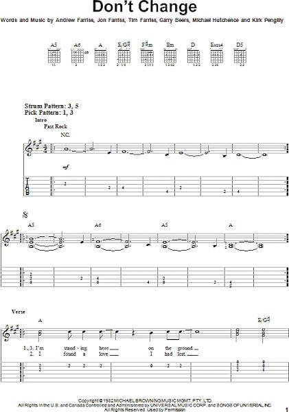 open zoom image for Don't Change - Easy Guitar with TAB, New, Main