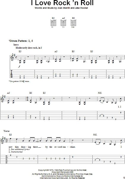 open zoom image for I Love Rock 'N Roll - Easy Guitar with TAB, New, Main