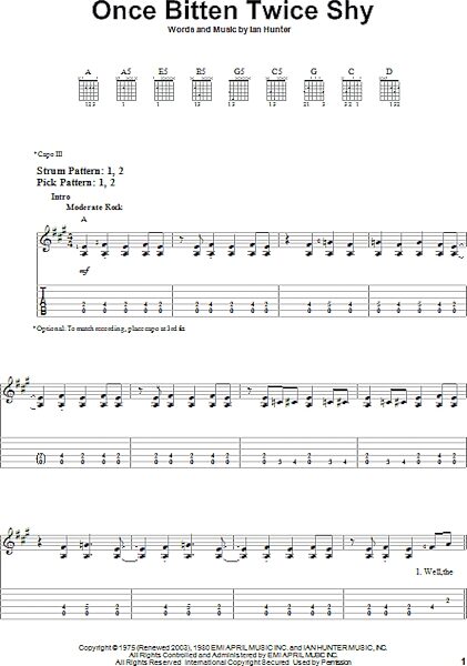 open zoom image for Once Bitten Twice Shy - Easy Guitar with TAB, New, Main